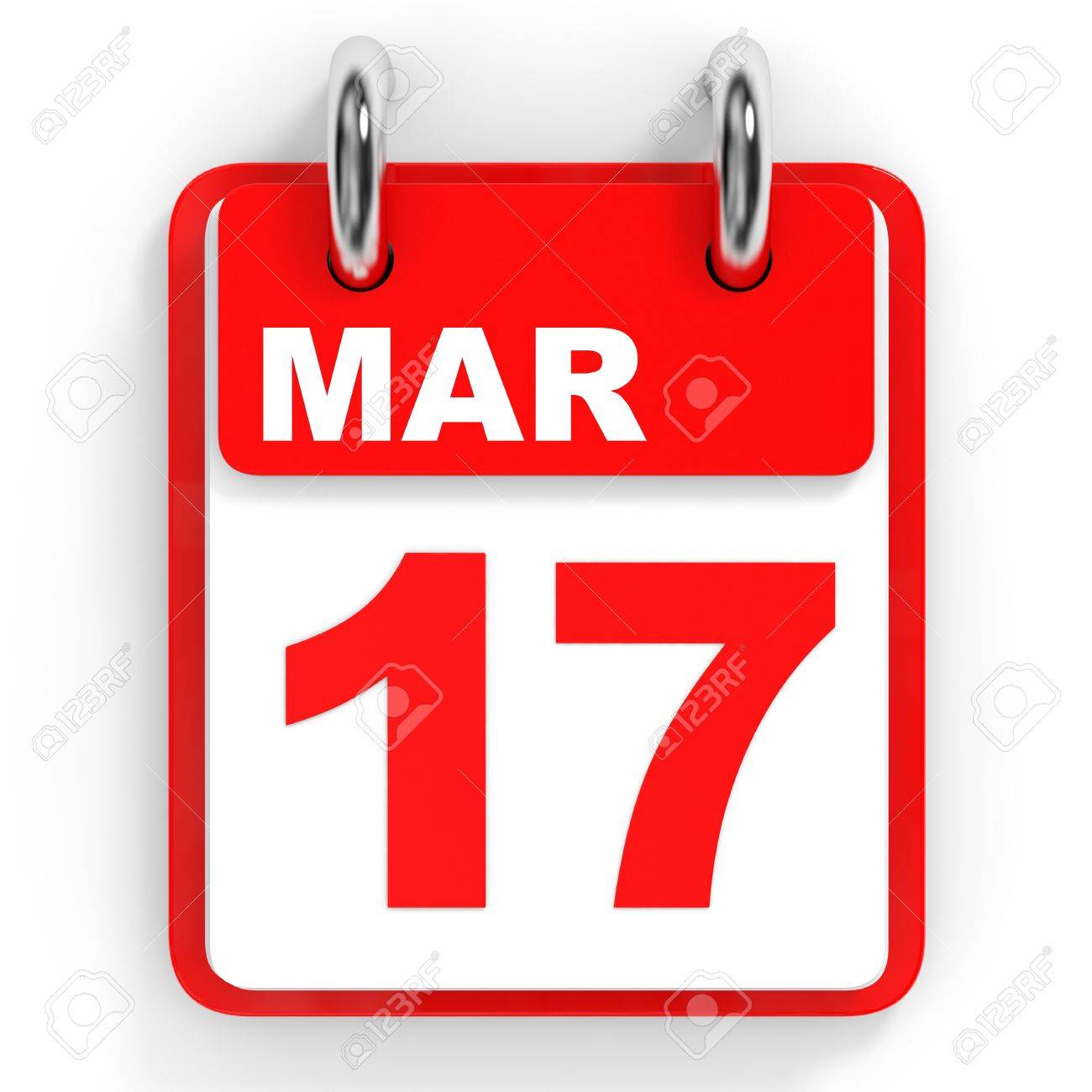 Calendar on white background. 17 March.